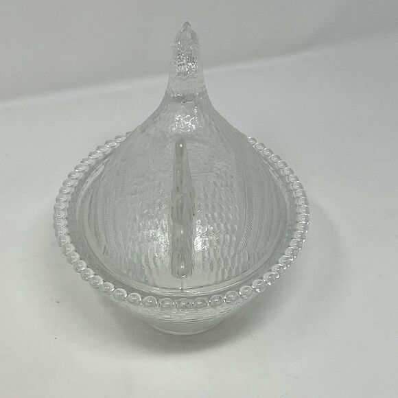 Vintage Indiana Clear Glass Hen Chicken on Nest Candy Dish With Original Box - Picture 8 of 15